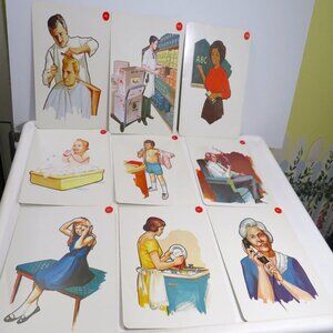 Peabody 60s People at home (6) cards Vintage Artwork